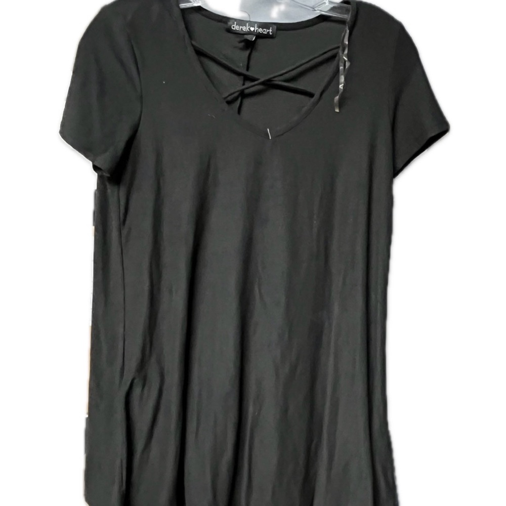 Derek Heart Black Short Sleeve Crisscross Top